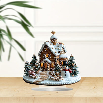 Charming Bohemian Gingerbread House Tabletop Decor, - Perfect for a festive display in your home, office or cafe