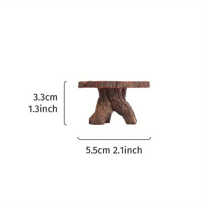5-Piece Cute Miniature Fairy Garden Furniture Set, Resin Made Imitation Wood Table and Chairs, Hand-Painted Mini Figurines, Perfect for Garden Pots and Miniature Landscape Decorations