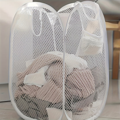 Extra Large Pop-Up Laundry Basket with Handle - Foldable Mesh Storage Basket for Easy Organizing of Dirty Clothes, Essential Storage Tools for Home