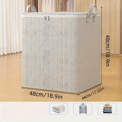 1pc Extra Large Storage Organizer Box with Lid - Perfect for Clothes, Blankets and Bedding - Perfect for Moving, Wardrobes, Bedrooms and Dormitories - Durable, Space-Saving Design, Practical Hooks