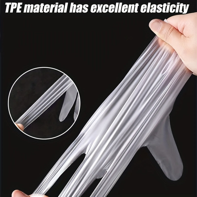 100pcs Premium TPE Disposable Gloves for Women - Waterproof, Lead-Free, Ideal for Kitchen, Baking, Beauty, Pet Grooming & More