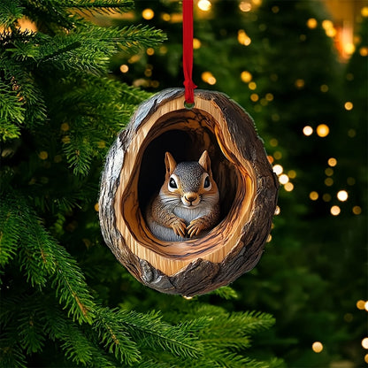 1pc Acrylic Forest Animal Christmas Tree Ornament - Plastic Hanging Decoration for Christmas, Easter, Hanukkah, Thanksgiving - No electricity required, no feathers, ideal gift for animal lovers