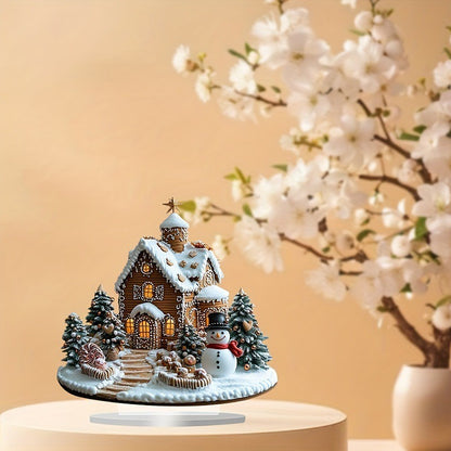 Charming Bohemian Gingerbread House Tabletop Decor, - Perfect for a festive display in your home, office or cafe