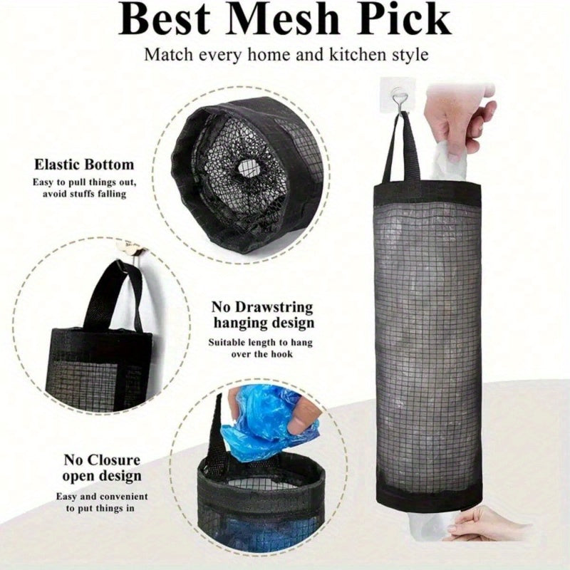 Large Capacity Shopping Bag Rack: Mesh Hanging Storage Rack for Kitchen, Breathable Plastic Bag Storage Rack, Foldable, Suitable for Contact with Food