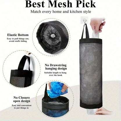 Large Capacity Shopping Bag Rack: Mesh Hanging Storage Rack for Kitchen, Breathable Plastic Bag Storage Rack, Foldable, Suitable for Contact with Food