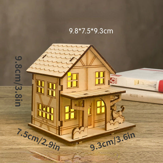DIY Log Cabin Craft Kit - Unfinished wood for customizable decorations, miniature log cabin model for scene layout, DIY Christmas village home