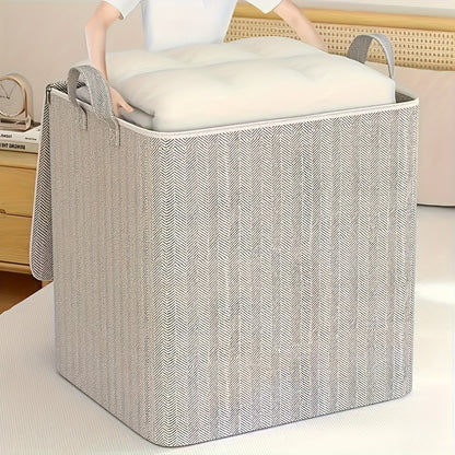 1pc Extra Large Storage Organizer Box with Lid - Perfect for Clothes, Blankets and Bedding - Perfect for Moving, Wardrobes, Bedrooms and Dormitories - Durable, Space-Saving Design, Practical Hooks