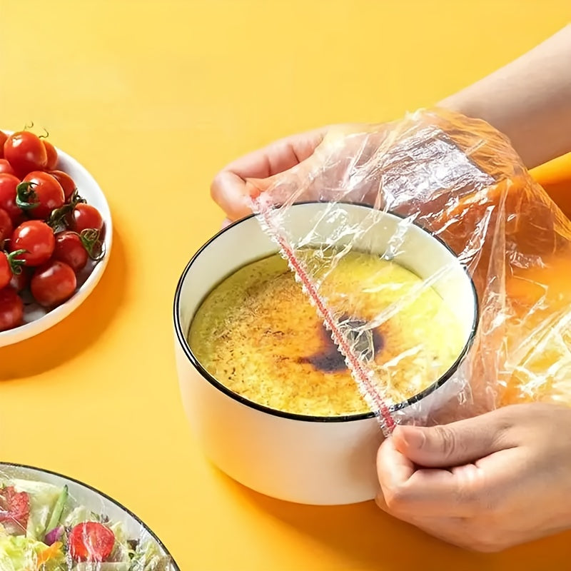 300pcElastic Food Covers - Disposable Plastic Bowl & Vegetable Freshness Wraps for Kitchen and Dining, Perfect for Home Use
