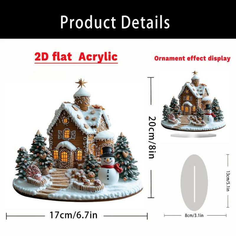 Charming Bohemian Gingerbread House Tabletop Decor, - Perfect for a festive display in your home, office or cafe