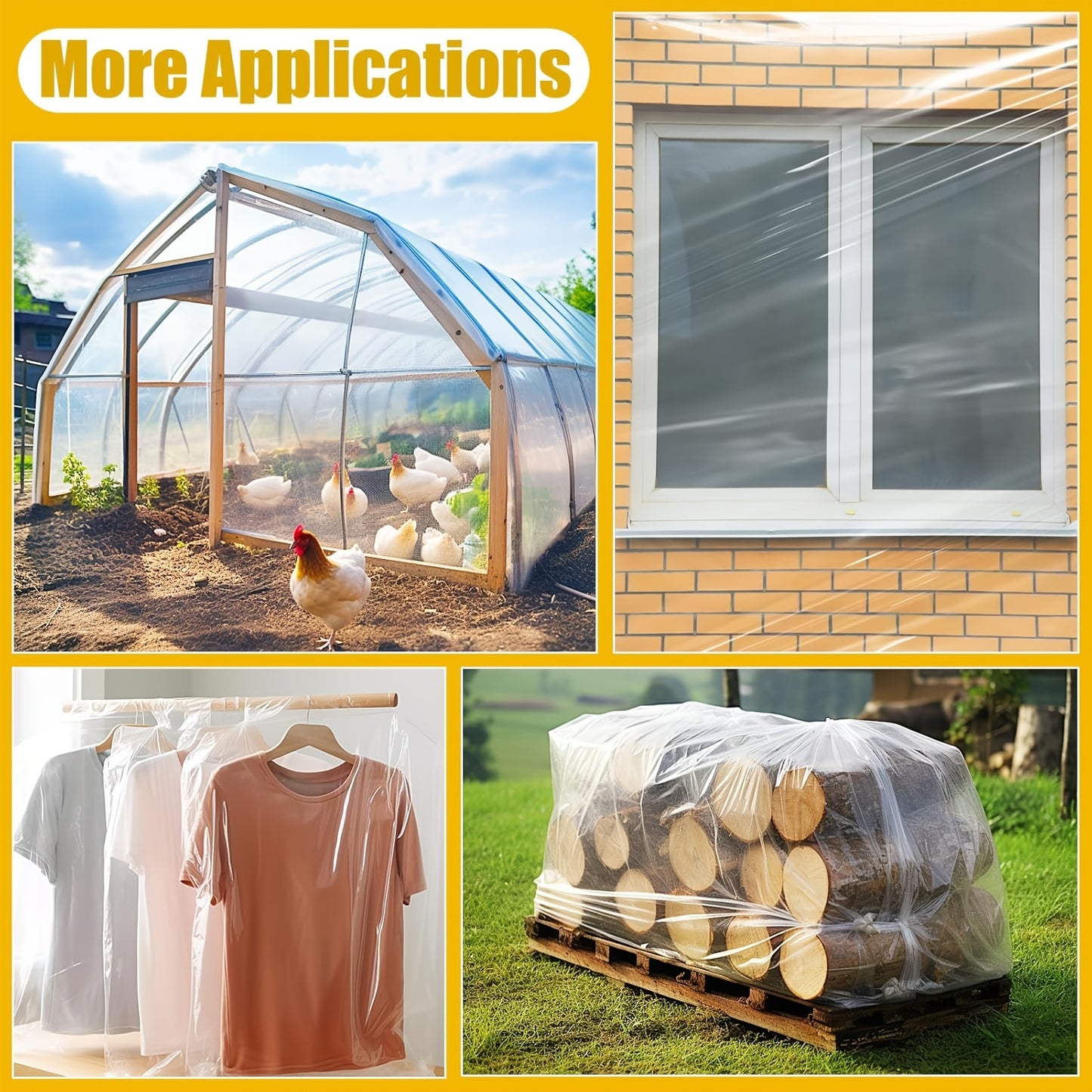 1 Piece Clear Plastic Film, PE Material, Transparent Garden Cover for Plants, Outdoor Vegetable Crops, Furniture and Floor Protection, Garden Film for Greenhouse, Lawn and Gardening Supplies