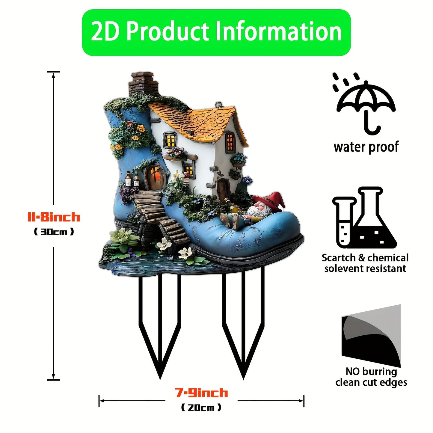 1pc Fairy Tale Boot House Garden Sculpture - Acrylic Bohemian Dwarf Decoration with LED Light, Magic Shoe Shaped Resin Statue for Indoor and Outdoor, Unique Birthday Gift