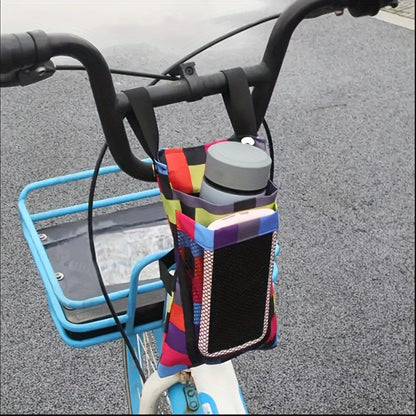 Large Capacity Bike Front Frame Storage Bag - Adjustable Nylon Bag with Phone Holder for Water Bottle, Keys and Wallet