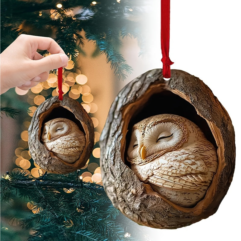 1pc Acrylic Forest Animal Christmas Tree Ornament - Plastic Hanging Decoration for Christmas, Easter, Hanukkah, Thanksgiving - No electricity required, no feathers, ideal gift for animal lovers