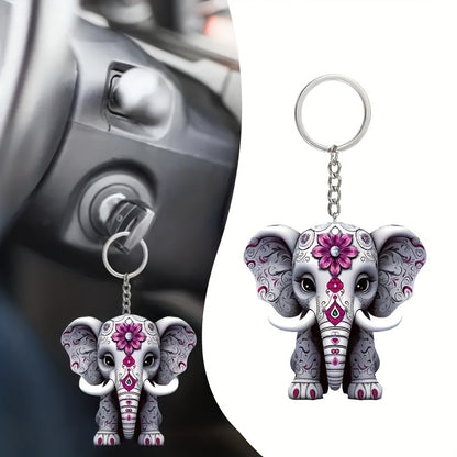Charming acrylic elephant keychain, perfect for car keys and bags