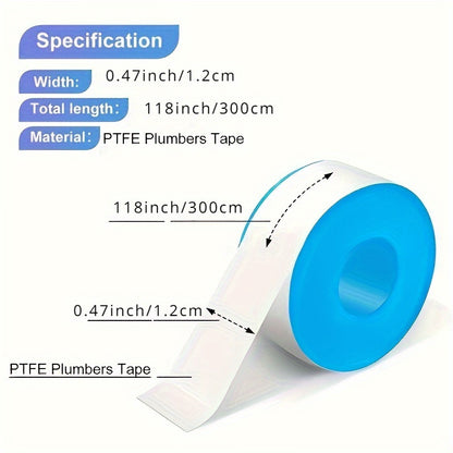 10 Pack PTFE Teflon Tape, Leakproof Sealing Tape, Pipe Thread Sealant, Shower Head Pipe Tape, Kitchen Sink Installation Parts, White
