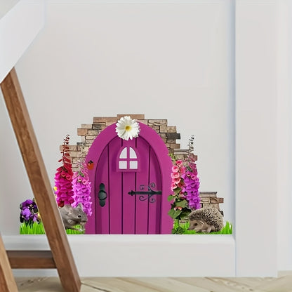 1 Piece Hedgehog and Mouse Vinyl Wall Sticker - Creative Animal Print Sticker for Home, Closet and Corner Decoration