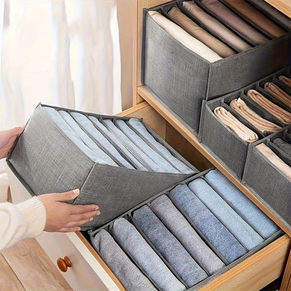 Space Saving Foldable Clothing Storage Boxes - Canvas Wardrobe Boxes for Jeans, Underwear, Socks and More - Easy to Use and Foldable for Back to School