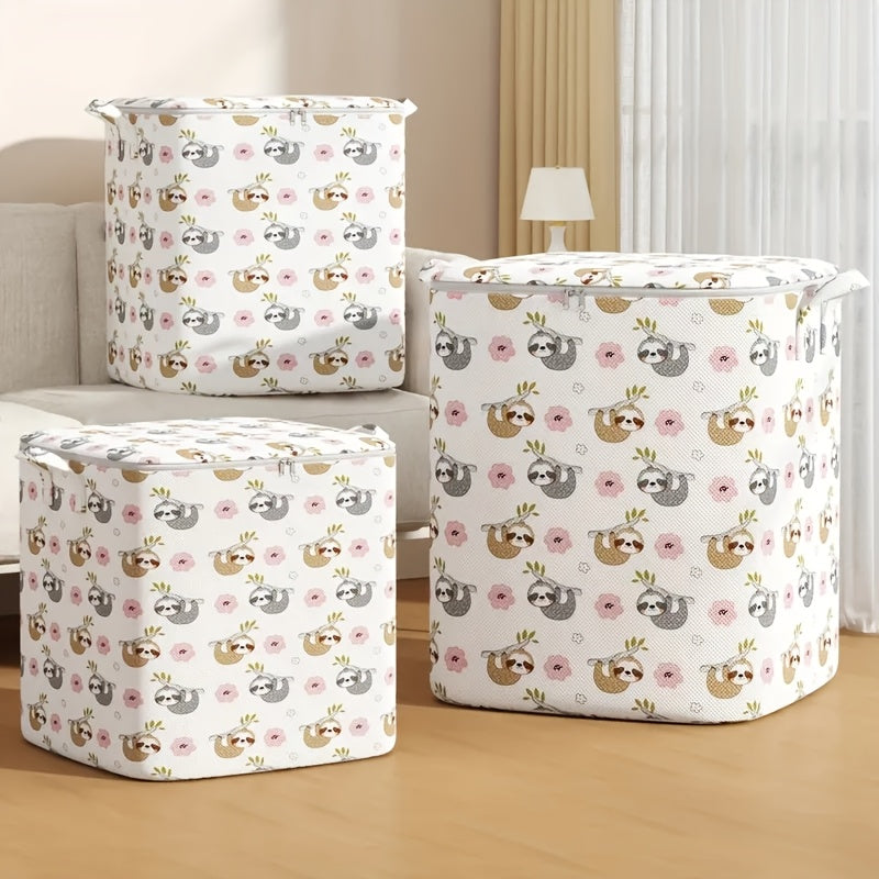 Extra Large Foldable Storage Bag with Sloth Design - Weatherproof Under Bed Organizer for Bedding, Clothes, Quilts and Toys - Great for Bedroom, Laundry Room