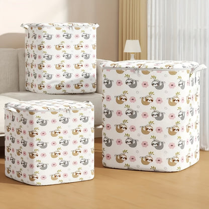 Extra Large Foldable Storage Bag with Sloth Design - Weatherproof Under Bed Organizer for Bedding, Clothes, Quilts and Toys - Great for Bedroom, Laundry Room