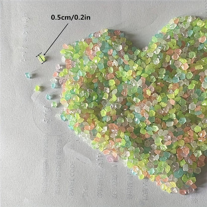 1000pcs 3-5mm luminous sand, gardening aquatic landscape fluorescent stone, mini luminous resin stone for succulent resin luminous stone, garden decoration, micro landscape, bonsai decoration, channel, aquarium