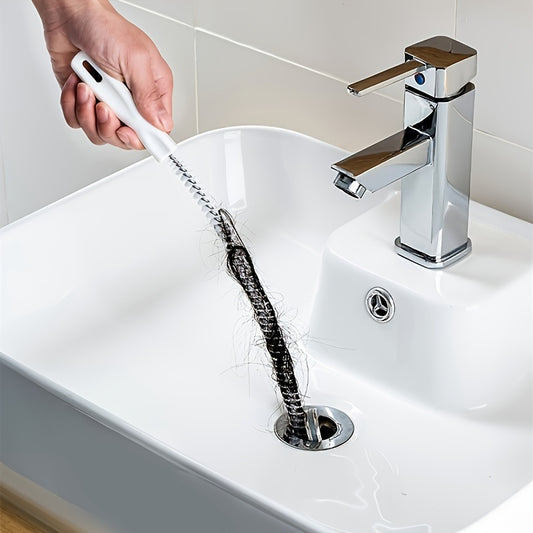 1条 45厘米长 FlexiClean Plastic pipe cleaning brush, pipe head plus tool, bathroom drain and pond sludge remover, flexible cleaning equipment