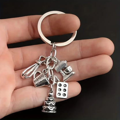 Charming Mini Baking Tools Keychain - Cute Alloy Metal, Great for Purses and Car Decorations, Ideal Birthday Gift for Women
