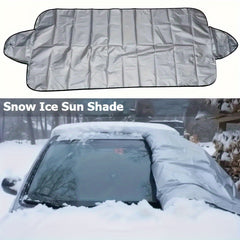 1 Easy-to-fold Winter Car Windshield Cover - 59X23 inches, Durable PVC, Snow, Sun and Rain Protection, with Suction Cup