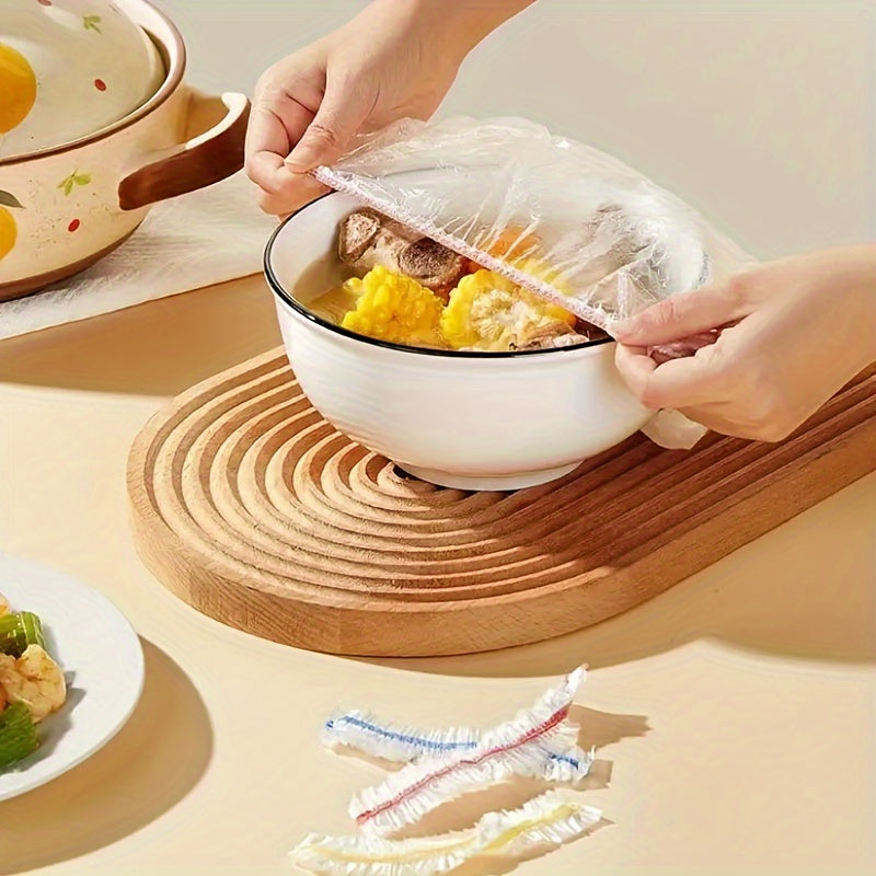 300pcElastic Food Covers - Disposable Plastic Bowl & Vegetable Freshness Wraps for Kitchen and Dining, Perfect for Home Use