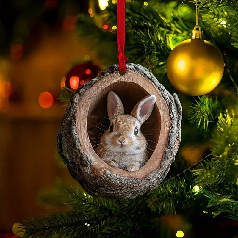1pc Acrylic Forest Animal Christmas Tree Ornament - Plastic Hanging Decoration for Christmas, Easter, Hanukkah, Thanksgiving - No electricity required, no feathers, ideal gift for animal lovers