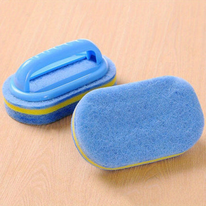 1pcs, sponge cleaning brush with handle, bathroom tub and tile brush, kitchen cleaning sponge scrubber, dish sponge brush, pot brush, durable cleaning sponge, strong stain removal, cleaning supplies, magic sponge, kitchen, bathroom cleaning, stain removal