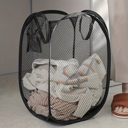 Extra Large Pop-Up Laundry Basket with Handle - Foldable Mesh Storage Basket for Easy Organizing of Dirty Clothes, Essential Storage Tools for Home