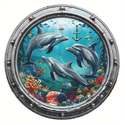 1 pc Whimsical Undersea World Toilet Decal - Waterproof PVC, Self-adhesive Bathroom Sticker with Dolphin and Whale Graphics for Home Decor
