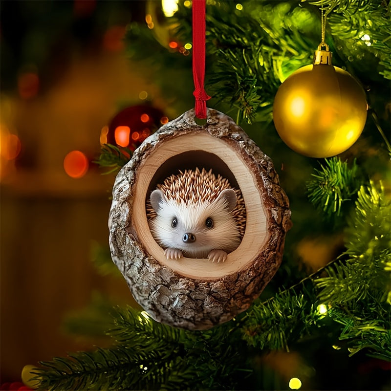 1pc Acrylic Forest Animal Christmas Tree Ornament - Plastic Hanging Decoration for Christmas, Easter, Hanukkah, Thanksgiving - No electricity required, no feathers, ideal gift for animal lovers
