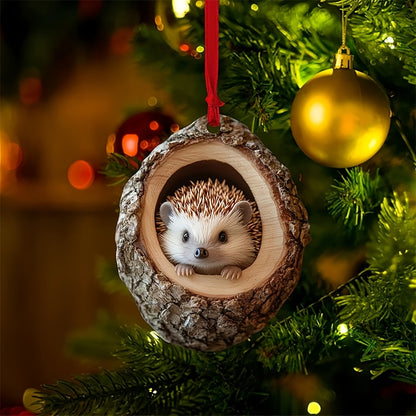 1pc Acrylic Forest Animal Christmas Tree Ornament - Plastic Hanging Decoration for Christmas, Easter, Hanukkah, Thanksgiving - No electricity required, no feathers, ideal gift for animal lovers