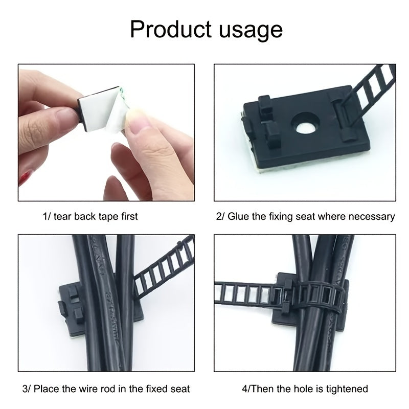 Organize Your Cables in Style with 10pcs Adjustable Cable Tie Mount Clips