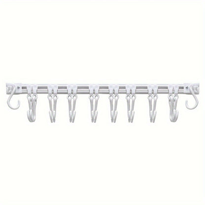 Compact, easy to install adjustable wall mounted hook rack - multifunctional towel rack, bathroom essentials and more, no drilling required, polished surface, bathroom towel rack