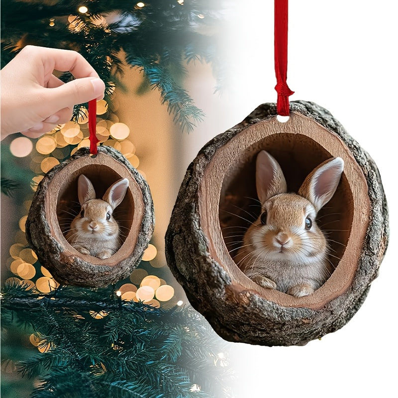 1pc Acrylic Forest Animal Christmas Tree Ornament - Plastic Hanging Decoration for Christmas, Easter, Hanukkah, Thanksgiving - No electricity required, no feathers, ideal gift for animal lovers
