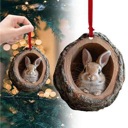 1pc Acrylic Forest Animal Christmas Tree Ornament - Plastic Hanging Decoration for Christmas, Easter, Hanukkah, Thanksgiving - No electricity required, no feathers, ideal gift for animal lovers