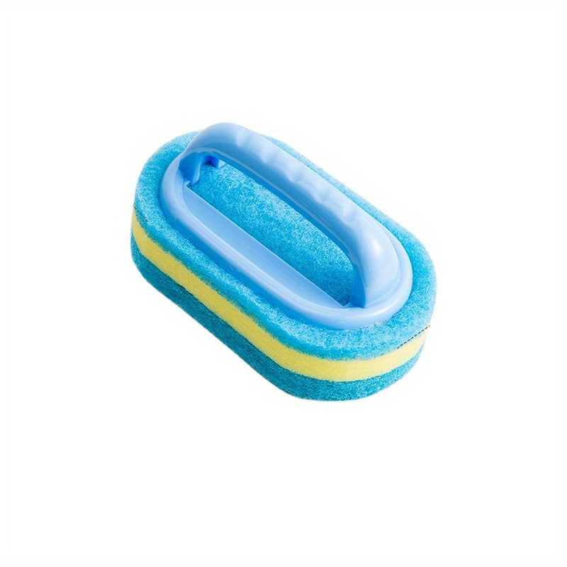 1pcs, sponge cleaning brush with handle, bathroom tub and tile brush, kitchen cleaning sponge scrubber, dish sponge brush, pot brush, durable cleaning sponge, strong stain removal, cleaning supplies, magic sponge, kitchen, bathroom cleaning, stain removal