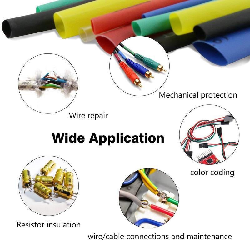 UMLIFE 164pcs Shrink Heat Shrink Tubing 2:1 Polyolefin Tubing Sleeve Wrap Kit Multicolor