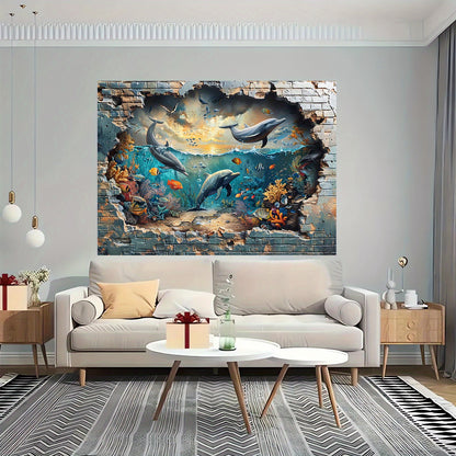 Underwater Shark and Coral Photo Booth Backdrop - Versatile Polyester Wall Mural for Summer Vacations, Birthday Parties and More