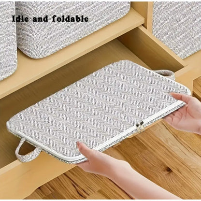Foldable Gray Clothes and Blanket Storage Bag - with Handles for Home, Bedroom and Car Storage