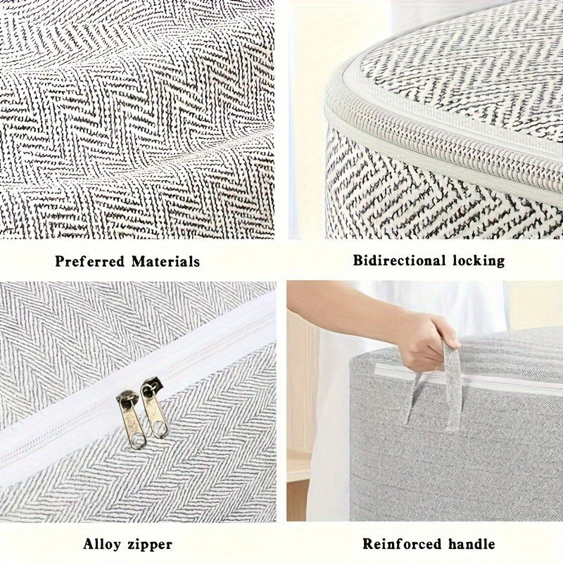 Foldable Gray Clothes and Blanket Storage Bag - with Handles for Home, Bedroom and Car Storage