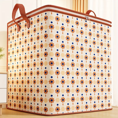 Bohemian style large storage bag - multifunctional, foldable clothes and quilt storage bag, perfect for moving and seasonal sorting, practical hook