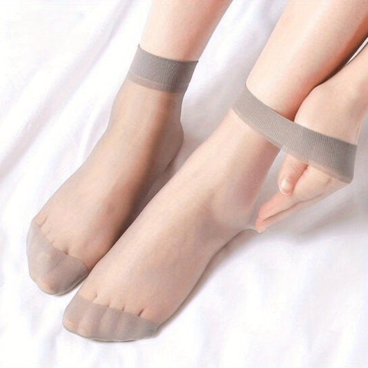 10 pairs of versatile crystal stockings, women's summer thin stockings, short socks, invisible stockings, high elasticity, breathable Colors sent randomly
