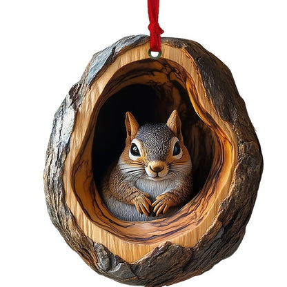 1pc Acrylic Forest Animal Christmas Tree Ornament - Plastic Hanging Decoration for Christmas, Easter, Hanukkah, Thanksgiving - No electricity required, no feathers, ideal gift for animal lovers