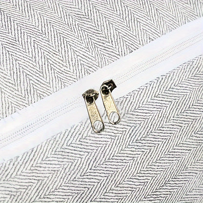 150L 1pc Large Capacity Non-Woven Storage Box with Handle, Foldable Clothes and Blanket Storage Box, Stylish Gray with Stripe Pattern for Wardrobe Organization