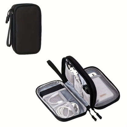 1 Dual Layer Electronic Accessories Organizer with 8 Compartments Waterproof Travel Organizer for Chargers, Cables, Headphones, USB Drives - Durable Fabric, Hand Washable/Dry Cleanable