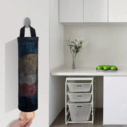 Large Capacity Shopping Bag Rack: Mesh Hanging Storage Rack for Kitchen, Breathable Plastic Bag Storage Rack, Foldable, Suitable for Contact with Food