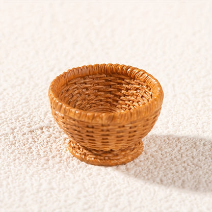 Set of 6 resin miniature figurines - Handcrafted bamboo chair, basket and jar - Multipurpose decoration for indoor and outdoor spaces - Versatile